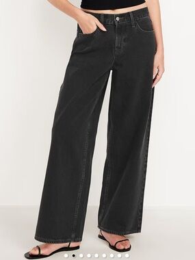 Wide Leg Mid-Rise Women’s Jeans - Black